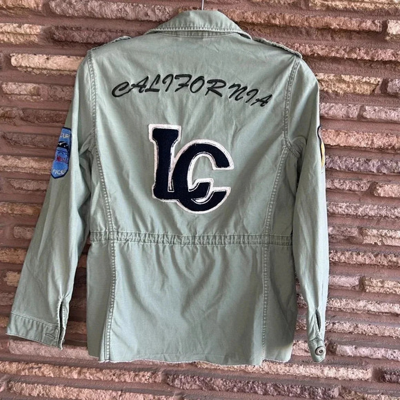 Zara Matcha Green Military Inspired Patch Detail Jacket Small - Picture 7 of 13